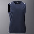 thumbnail image 2 of Men'S Solid Color Sleeveless Tank Top Breathable Mesh Athletic Shirt With Reflective Stripes For Running Workout Gym And Daily Training Activities Tank,Dark Blue,XL, 2 of 5