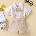 thumbnail image 2 of Otqutp Cute Outfits Set for Toddler Boys Short Sleeve Striped Prints T Shirt Tops Suspenders Shorts Kids Gentleman Outfits, 2 of 6