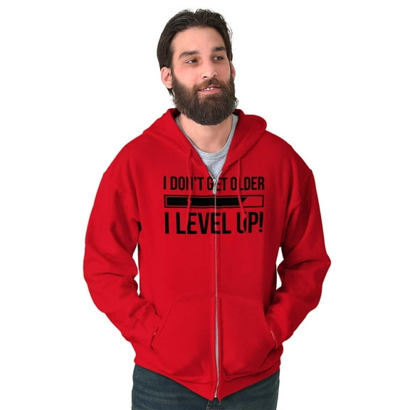 I Dont Get Older I Level Up Gamer Unisex Fleece Graphic Zip Up Hoodie Brisco Brands 2X