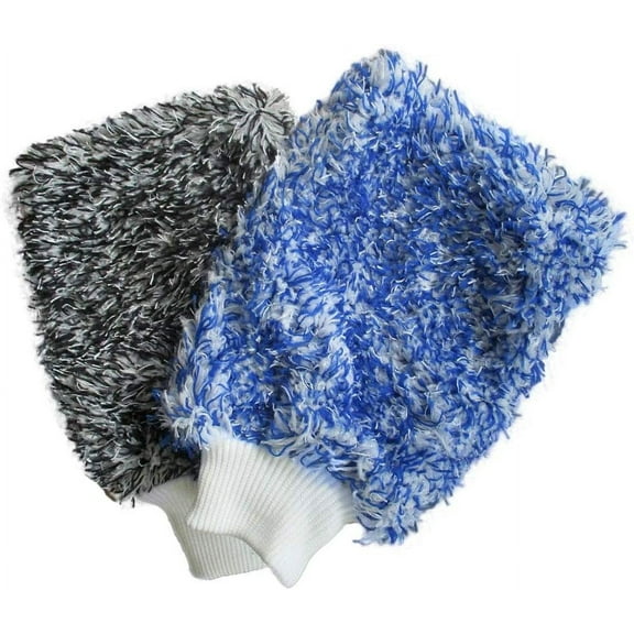 Soft Absorbancy Glove High Density Car Cleaning Ultra Soft Easy To Dry Auto Detailing Microfiber Wash Mitt Cloth Towel 1 pair, (Color : Red)