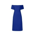 thumbnail image 6 of IROINNID Discount Cocktail Dress for Women Evening Night Party Sexy Slimming Bottom Slit Backless Off Shoulder Solid Short Sleeve Buttocks Dresses Cocktail Dress,Blue, 6 of 7