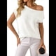 thumbnail image 2 of Suéter de Punto de Corta con Hombros Descubiertos para Mujer, Color Crema, Talla S, 2 of 8