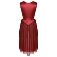 thumbnail image 2 of YiZYiF Praise Dance Tunic for Women Liturgical Dancewear Sleeveless Round Neck Overlays Worship Dress Burgundy XXL, 2 of 7