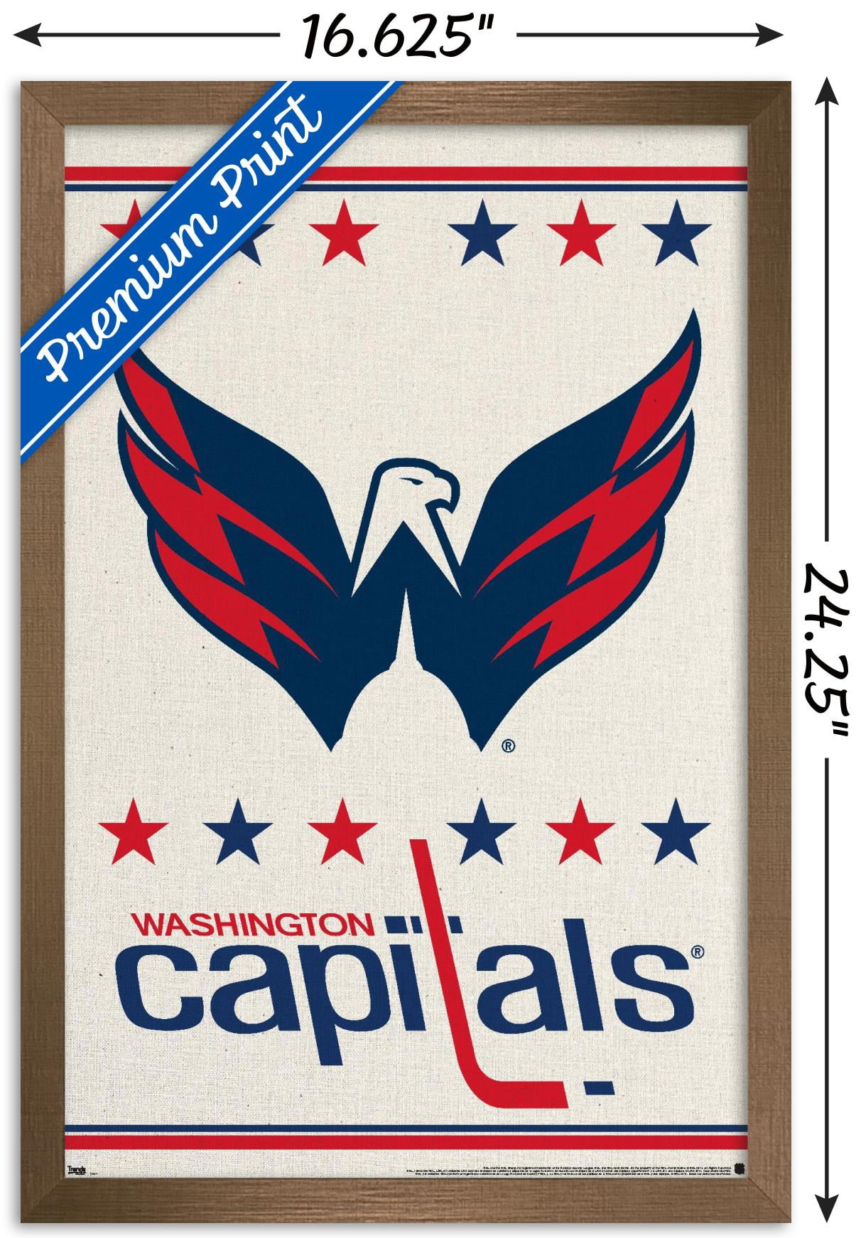 NHL Washington Capitals - Logo 14 Wall Poster, 14.725" x 22.375", Framed