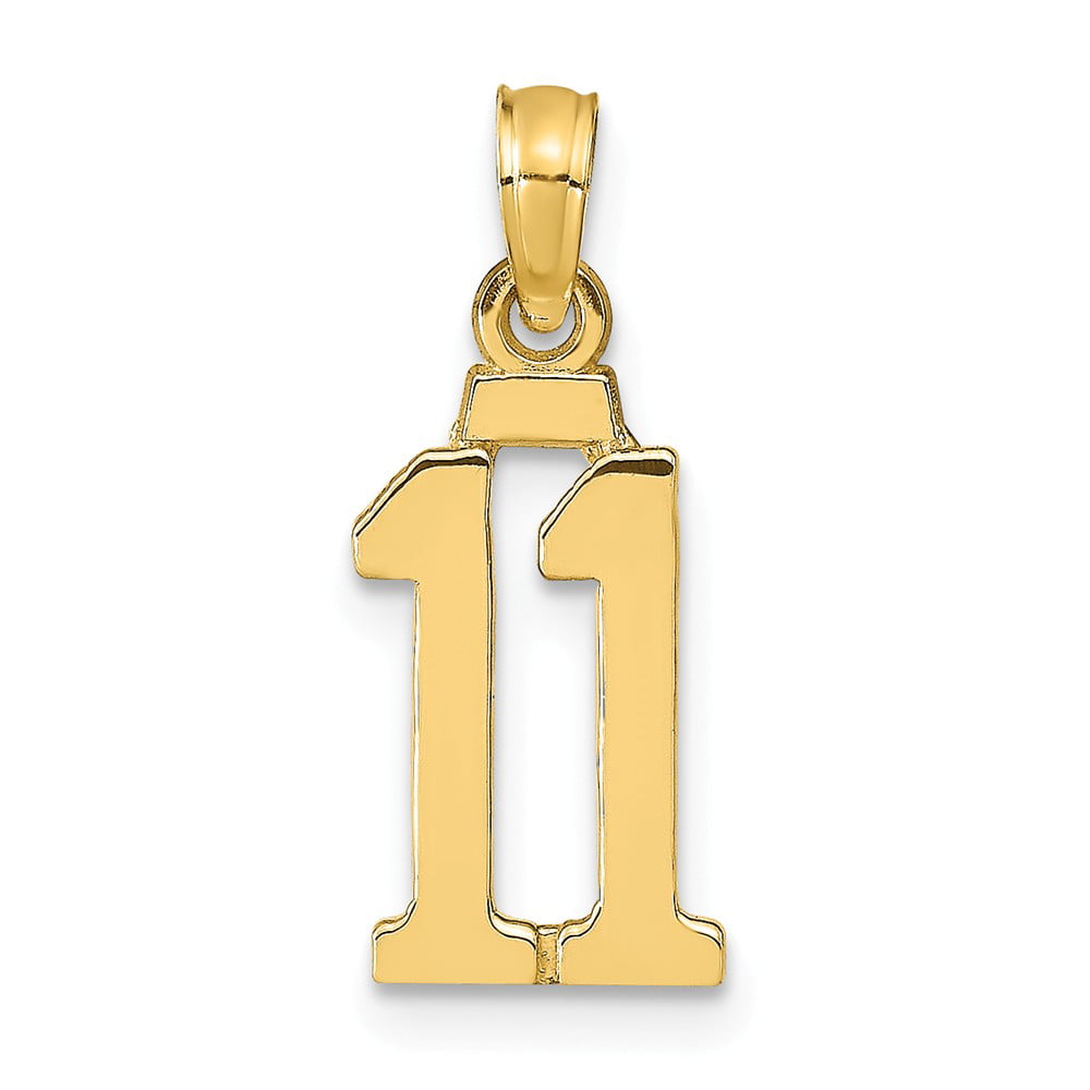 AA Jewels - Solid 14k Yellow Gold Number 11 Pendant Charm 11mm