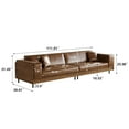 thumbnail image 2 of gaoyangjiaju Mid-Century Modern Leather Sofa 111.81" with Wooden Accents on Sides & Back, Spacious 3 - Seat Couch for Living Room, Bedroom and Lounge Space, Brown, 2 of 6