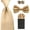 Champagne, variant on Men Solid Bowtie 8cm Neckties Pre-Folded Puff Pocket Square Hanky Cufflinks Set