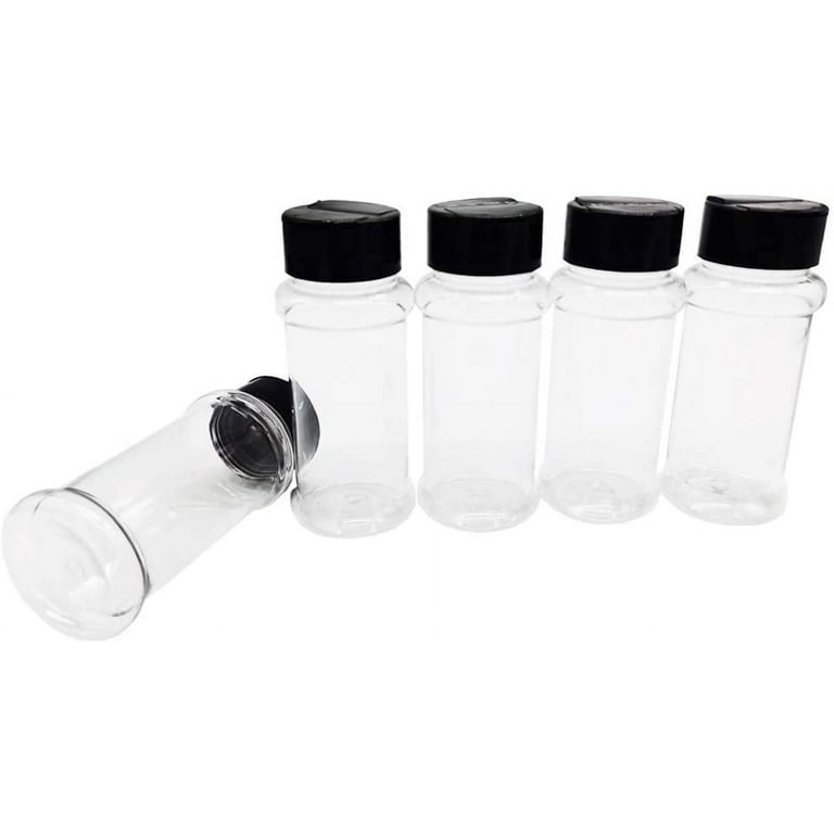 Plastic Spice Jars - 2 oz, Unlined, Black Cap S-22045BL - Uline