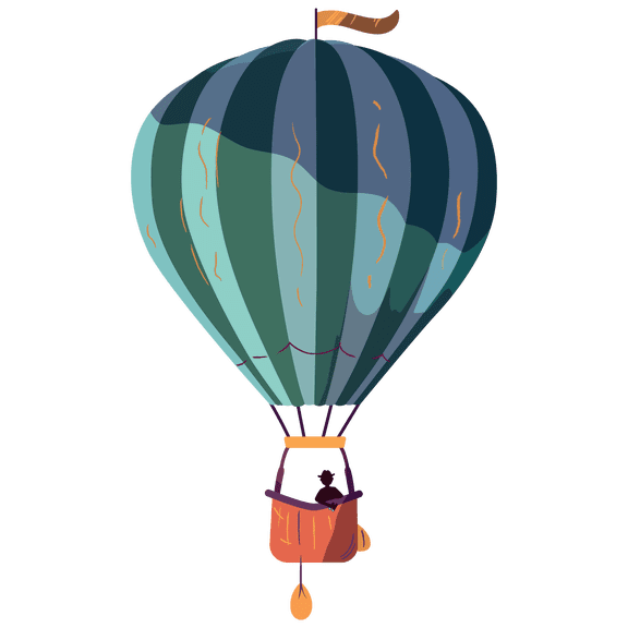 Hot Air Balloon with Silhouette of a Man Artwork Design for Nursery Vinyl Wall Decal - Unique Flying Vehicle in the Clouds and Sky for Kid's Bedroom Wall Decoration - 20" x 32"