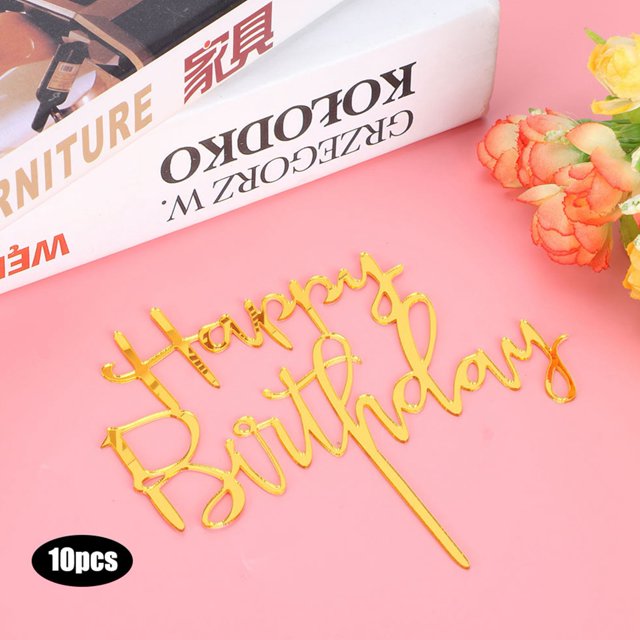 Cake Topper, Golden Acrylic Cake Insert, for Home Kitchen