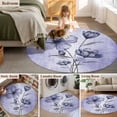 thumbnail image 5 of Round Rugs 5Ft, Purple Floral Round Area Rug Washable Indoor Throw Carpet, Vintage Botanical Gradient Pastel Painting Soft Non Slip Circle Rug for Cabinet Bathroom Home Decor Aesthetic, 5 of 8