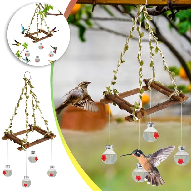 Xihbxyly Comederos para Colibríes, Diseño de Campanas de Viento, Comederos Colgantes para Pájaros, Decoración de Jardín Al Aire Libre, Colores Fascinantes, Fácil Instalación, Perfectos para Patios, B