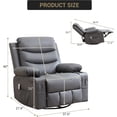 thumbnail image 2 of 360 Swivel Rocker Chair Small Rocking Recliner for Small Spaces, Upholstered Fabric Glider Nursery Chair with Side Pockets with Cup Holder, Massage and Heat Recliner, 2 of 8