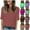 Z01_Brown, variant on V Neck T Shirts for Women Short Sleeve Shirts Solid Color Casual Comfy Tshirt Summer Loose Blouses (Z01_Hot Pink,XXL)
