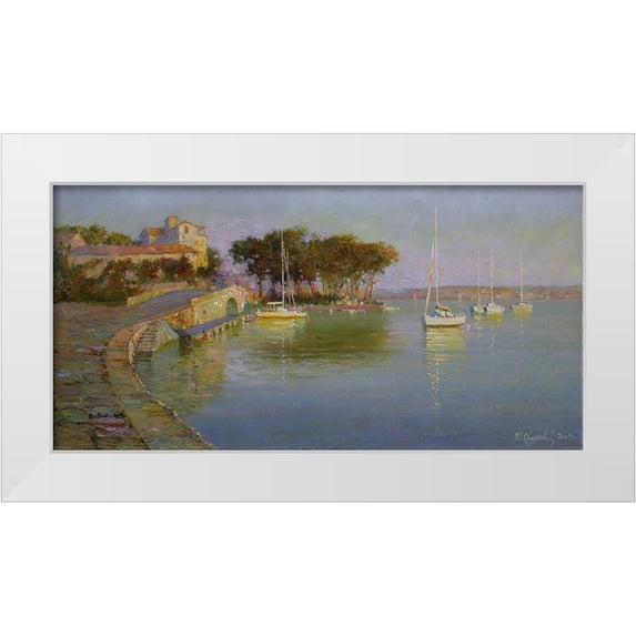 Obuchovsky, Yury 32x18 White Modern Wood Framed Museum Art Print Titled - Evening