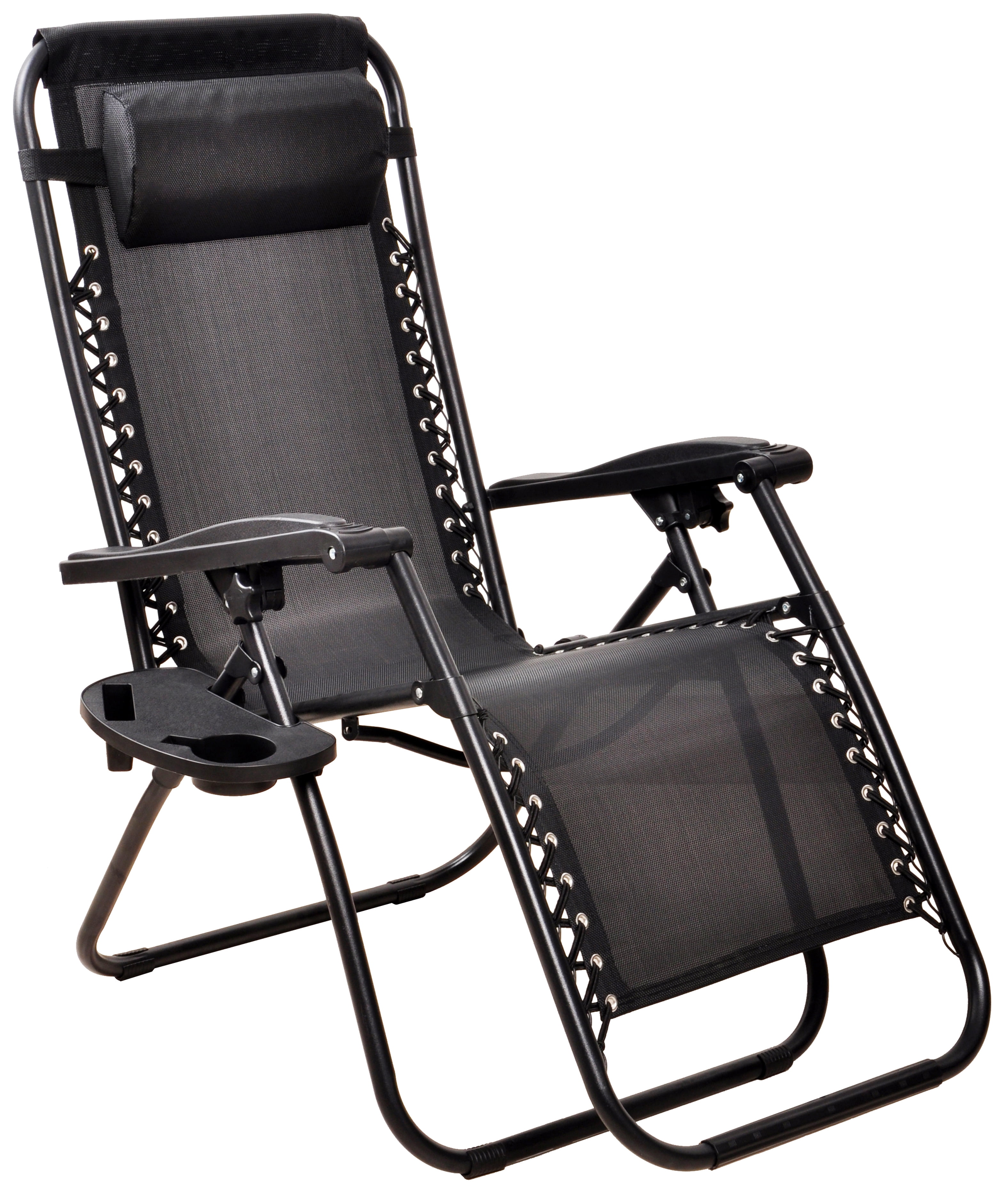 FlexWave Outdoor Reclining Lounge Chair Set, Zero Gravity Chairs,1 Piece/Set or 2 Piece/Set,with Headrest & Cup Holder, Foldable,for Lawn, Poolside, Beach, Camping