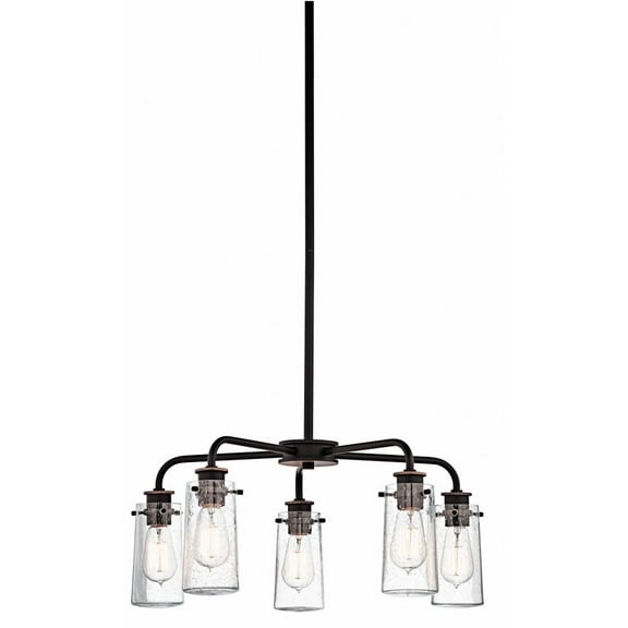 43058OZ Kichler Lighting Braelyn - 5 Light Medium Chandelier - with Vintage Industrial inspirations - 11.25 inches tall by 25 inches wide-Olde Bronze