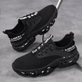 thumbnail image 3 of Men's Light Blue Knit Running Sneakers, Lace Up Breathable Mesh Cushion Shock Absorbing Athletic Sports Shoes, 3 of 6