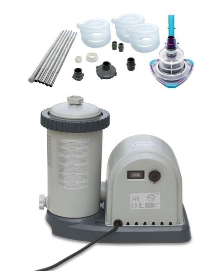 Intex 1500 GPH Easy Set Swimming Pool Filter Pump w/ GFCI & VTrap Vac Vacuum
