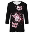 thumbnail image 5 of QATAINLAV Birthday Gifts 2025 Blouse Mardi Gras Tops for Women Daily Tshirt 3/4 Sleeve Blouse Mask Print Top Carnival Costume O Neck Casual Shirt Multicolor XL, 5 of 6