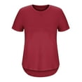 thumbnail image 4 of ZZwxWA Womens Summer Tops Slim Fitted Side Split Slit Crewneck Shirts Trendy Casual Basic Comfy Short Sleeve Tunic Solid T Shirts, 4 of 6