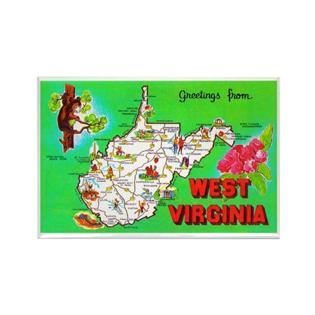 

CafePress - West Virginia Map Greetings - Rectangle Magnet 2 x3 Refrigerator Magnet