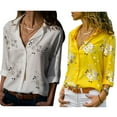 thumbnail image 3 of serony Women Lapel Long Sleeve Blouse Girls Floral Pattern Loose Style Tops Shirt, 3 of 6
