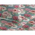 thumbnail image 3 of Ambesonne Flowers Vintage Quilted Bedspread Set 3 Pcs, Hibiscus Leaves Art, King, Dark Pink Cadet Blue, 3 of 4