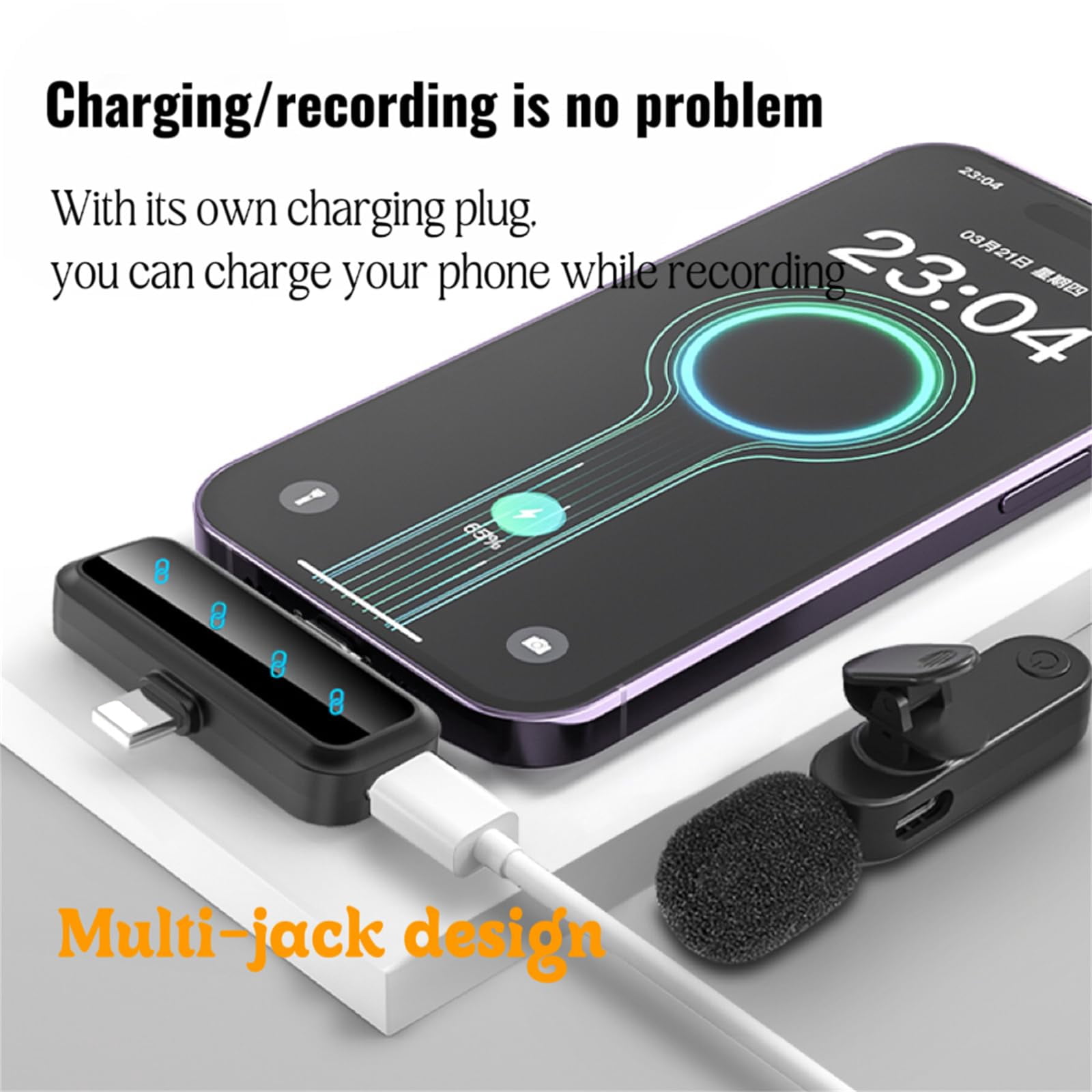 3 in 1/Four in one Wireless Lavalier Microphone for iPhone iPad Android Camera computer mini Noise Reduction Recording Mic Ultra-Low Delay Mic for Video Recording Podcasts YouTube TikTok and Vlogging
