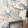 thumbnail image 5 of Nautical Coastal Semi Sheer Curtains 63 Inch Length 2 Panels Set, Vintage Beach Octopus Turtle Jellyfish Sheer Kitchen Curtain Privacy Voile Window Curtain for Living Room Bedroom Rod Pocket Drapes, 5 of 7