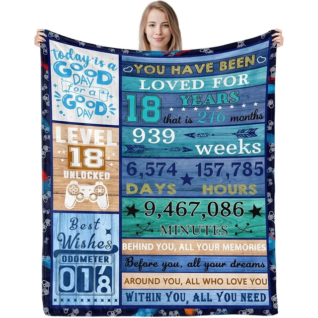 LHSHID 18 Year Old Boy's Birthday Gift Decorative Blanket 60x80in