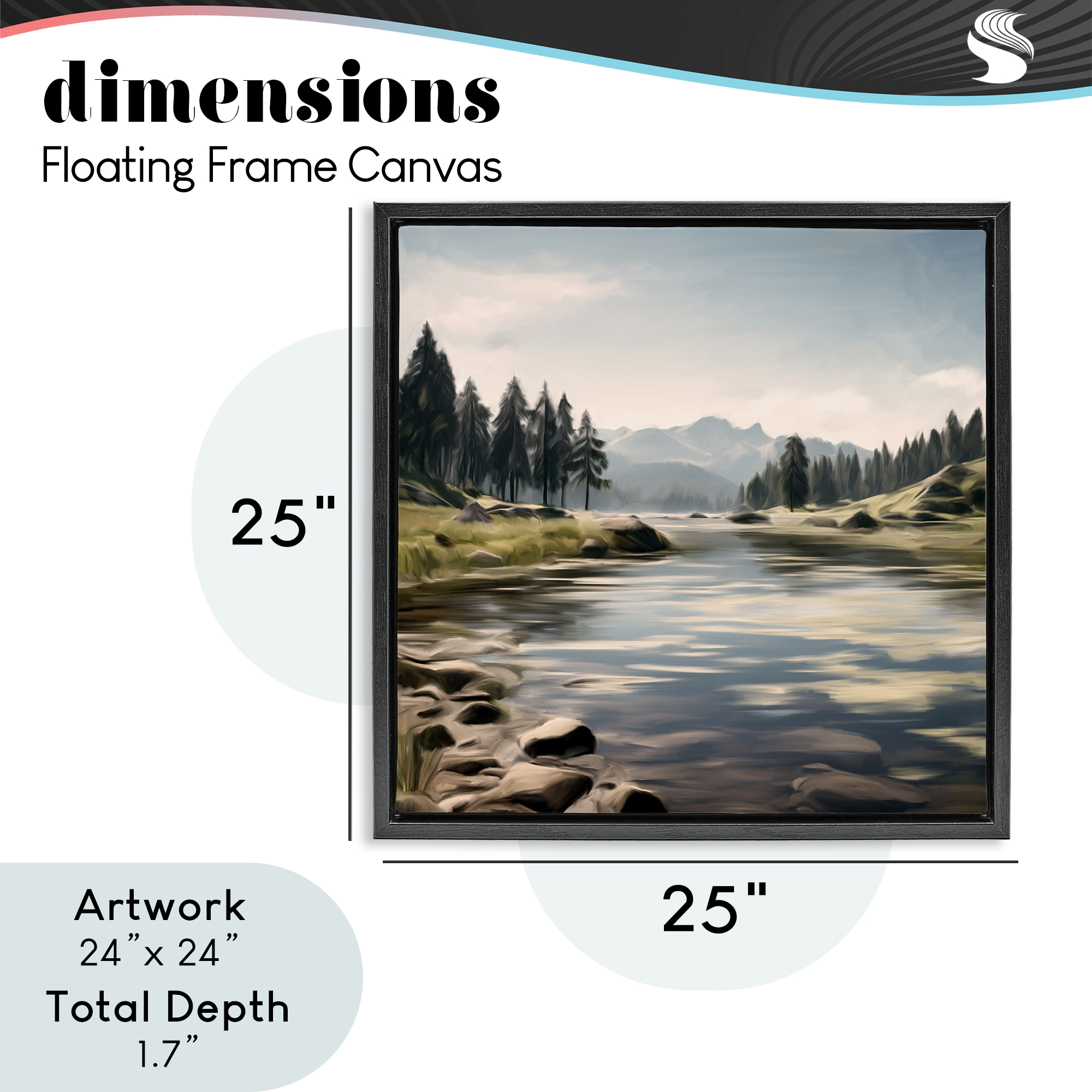 My Hideaway Pond Ripples Black Framed Floater Canvas Wall Art, design by Kim Allen