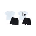 thumbnail image 3 of Toddler Boy Shorts Set Short Sleeve Round Neck Pocket Button T-Shirt with Shorts 2Pcs Summer Outfit, 3 of 9