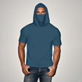 thumbnail image 6 of S-5X Plus Size Mens Big & Tall Hoodies with Mask Short Sleeve Sun Protection T-Shirts Solid Color Pullover Cooling Athletic Hiking Tees Tops, 6 of 8