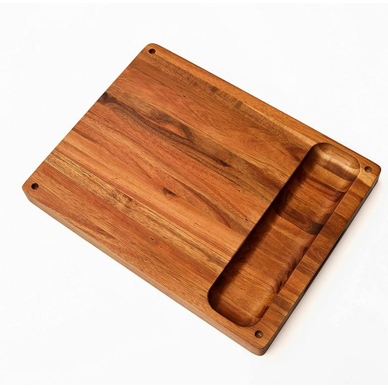 Real Life Living Premium 2-in-1 Acacia Wood Cutting Board Butcher Block & Charcuterie Board, Size: 17” x 13” x 1.45, Brown