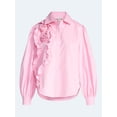 thumbnail image 5 of Free Assembly Women's and Women's Plus 3D Floral Cotton Shirt with Long Sleeves, Size XS-4X, 5 of 5