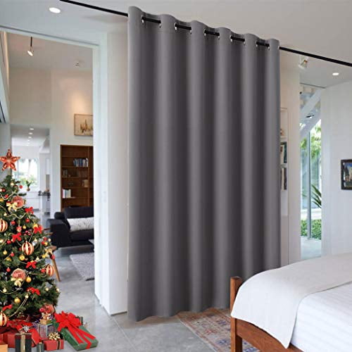 RYB HOME Room Divider Curtain - Blackout Vertical Blinds Privacy Screen Partitions for Sliding Glass Door Panel Wall Backdrop for Shared Bedroom Kids Playroom Decor, Wide 120 x Long 96 inch, Grey