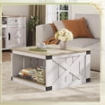 Coffee Table, Farmhouse Coffee Table with Open Storage, Wood Square ...