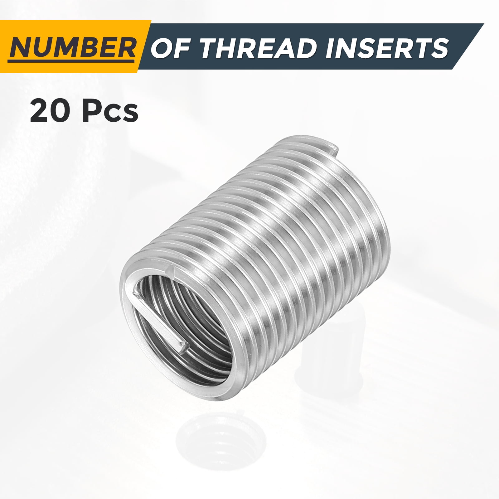 Uxcell 20pcs Wire Thread Inserts M16 x 2 x 2.5D Metric Helical Threaded Sleeve