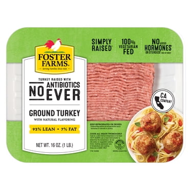 Foster Farms Simply Raised No Antibiotics Ever Ground Turkey, 93/7, 1 lb. Tray