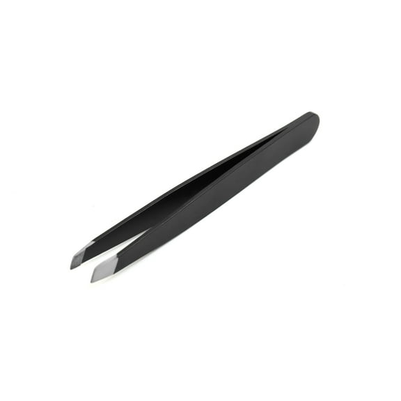 Unique Bargains Black Stainless Steel Slanted Clip Eyebrow Tweezers Beauty Tweezer Tool