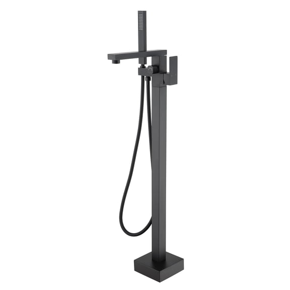 Freestanding Bathtub Faucet, Floor Mounted Tub Faucet High Flow Freestanding Tub Filler Faucet with Handheld Shower Head and Swivel Spout, Matte Black Freestanding Tub Filler,Standalone Tub Faucet