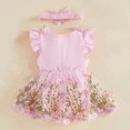 thumbnail image 5 of HWJAD Butterfly Lace One-Piece Romper Dress and Headband Set for Newborn Baby Girls Infant Tulle Bodysuit Dresses Summer Outfits, 5 of 8