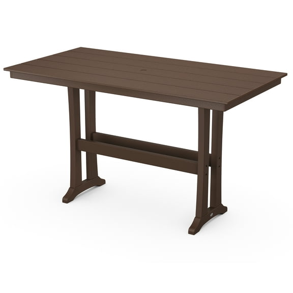 POLYWOOD Farmhouse Trestle 37" x 72" Bar Table in Mahogany