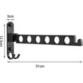 thumbnail image 4 of Wall-mounted Clothes Rack, Wall-mounted Hanger Drying Rack, 90 Rotation Wall-mounted Foldable Clothes Rack, For Balcony, Bathroom, Hotel (black, 1), 4 of 5