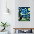 thumbnail image 4 of Nawypu  The Starry Night Cat Canvas Wall Art Famous Black Cat Poster Funny Cat Print Colorful Abstract Farmhouse Gallery Aesthetic Room Wall Decor for Bedroom, 4 of 5