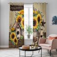 thumbnail image 6 of Kitchen Curtains 84 Inch Length 2 Panels, Farmhouse Sunflowers Grommets Window Treatment Curtain, Western Star Vintage Sparrows Thermal Curtains Drapes for Living Room/Bathroom, 6 of 9