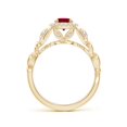 thumbnail image 2 of ANGARA Natural Nature Inspired Ruby Halo Ring with Leaf Motifs in 14K Yellow Gold for Women (Size-5mm) | July Birthstone, Birthday, Anniversary, Jewelry Gift for Women | Natural Ruby Ring, 2 of 9