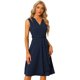 thumbnail image 1 of Vestido Midi Ajustado y Acampanado con Cinturón Cruzado Sin Mangas con Cuello en V para Mujer Azul marino M, 1 of 5