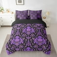 thumbnail image 2 of Erosebridal Elegance Damask Bedding Sets Queen Size, Black and Purple Comforter Sets with Sheets, Breathable 7-Piece, 2 of 5